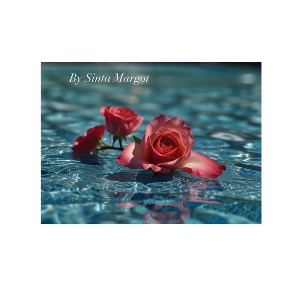 HANDCRAFTED digit art print of a rose in a pool NWT